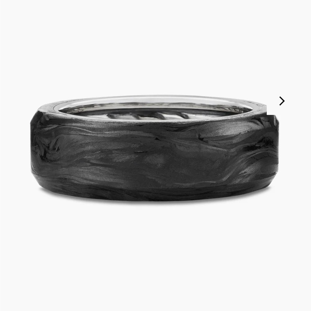 Men’s sterling silver with forged carbon David Yurman ring sz 12